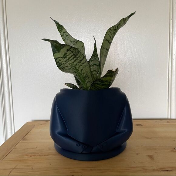 Navy Suit Jacket & Tie Planter - Sophisticated Sustainable Gift for Professional - Picture 7 of 9